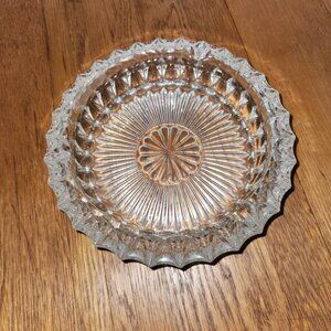 Large Diamond Point Glass Crystal Star Burts Trinket Bowl Candy Dish